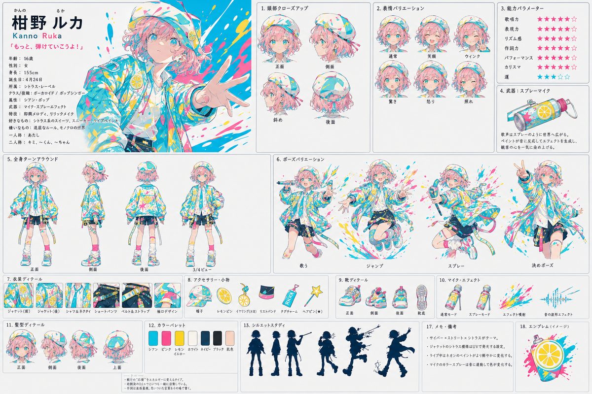 シトラスコードのシンプルキャラクターシート