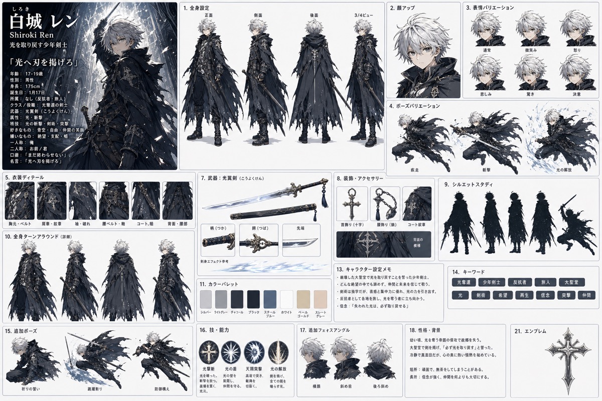 白光の反逆者のシンプルキャラクターシート