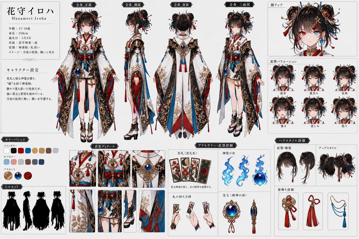 花札ひらりのシンプルキャラクターシート