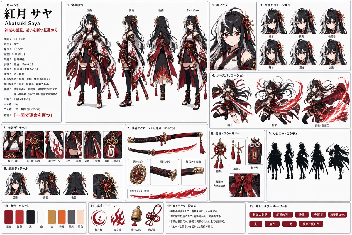 紅閃ノ誓いのシンプルキャラクターシート