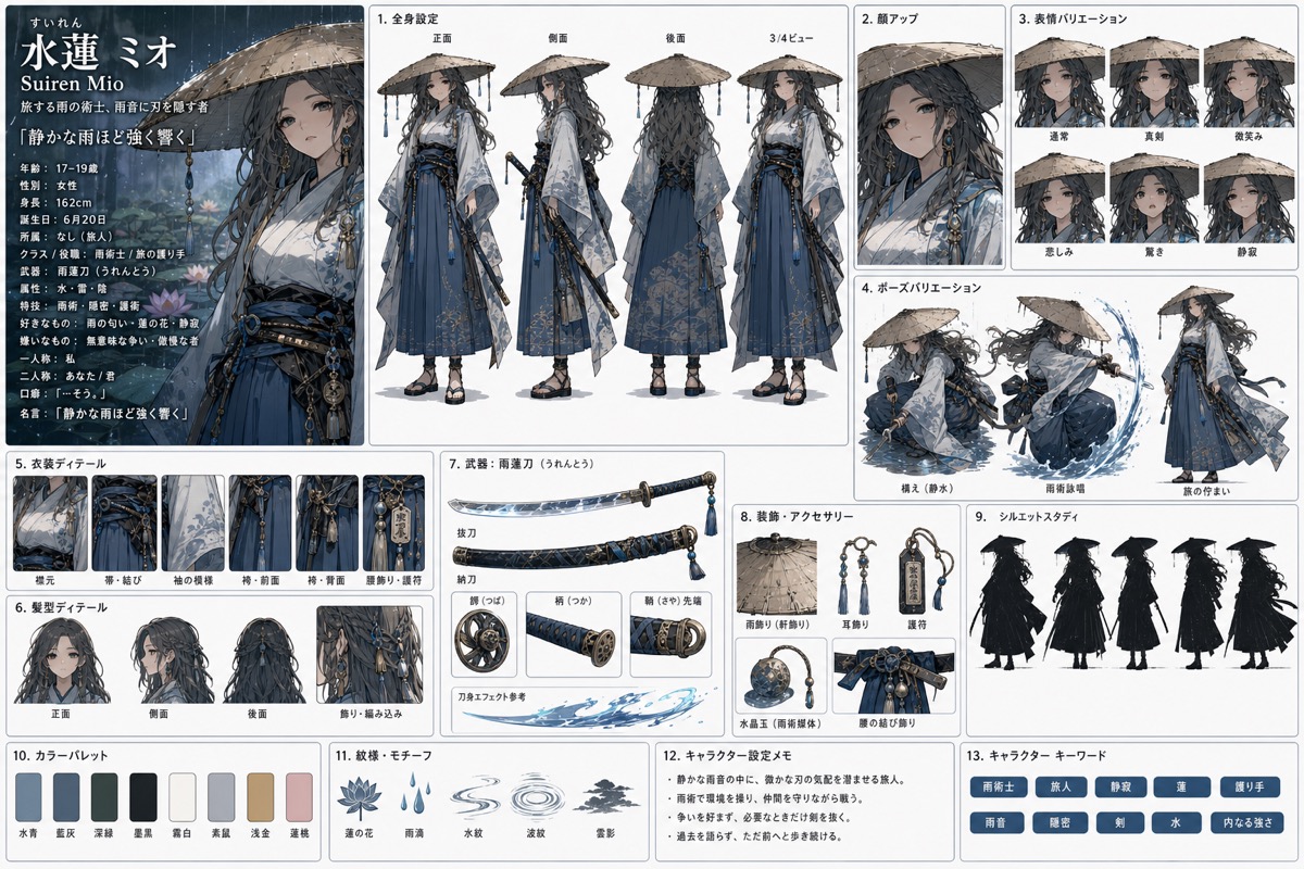 蓮雨ノ影のシンプルキャラクターシート