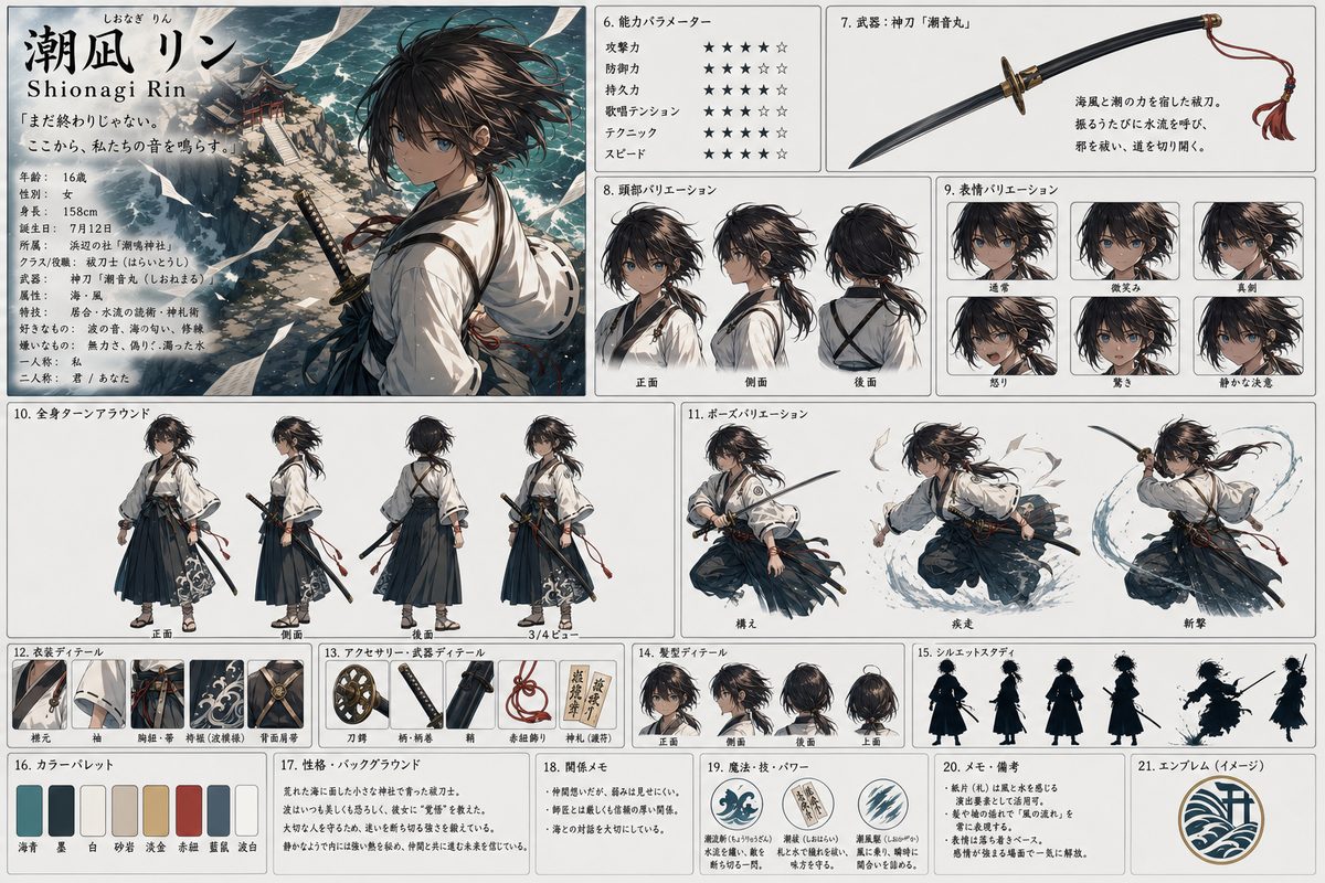 潮鳴りノ刃のシンプルキャラクターシート