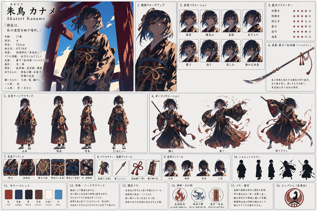 鳥居影ノ誓火のシンプルキャラクターシート